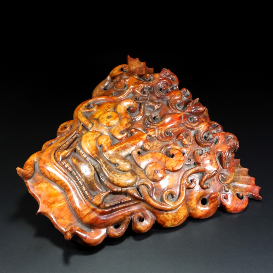 A Exquisite Hotan Jade Auspicious Beast Pattern Shield - 8