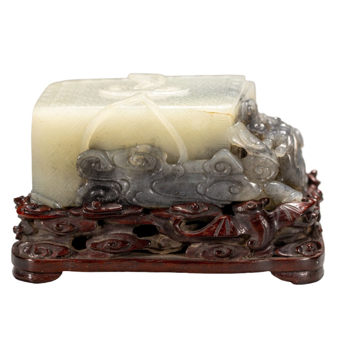 A Exquisite Hotan Jade Kylin Pattern Ornament: A Exquisite Hotan Jade Kylin Pattern Ornament,Qing Dynasty, China,Size:3.7inx2.6in,Height:2.2in,Weight:460g