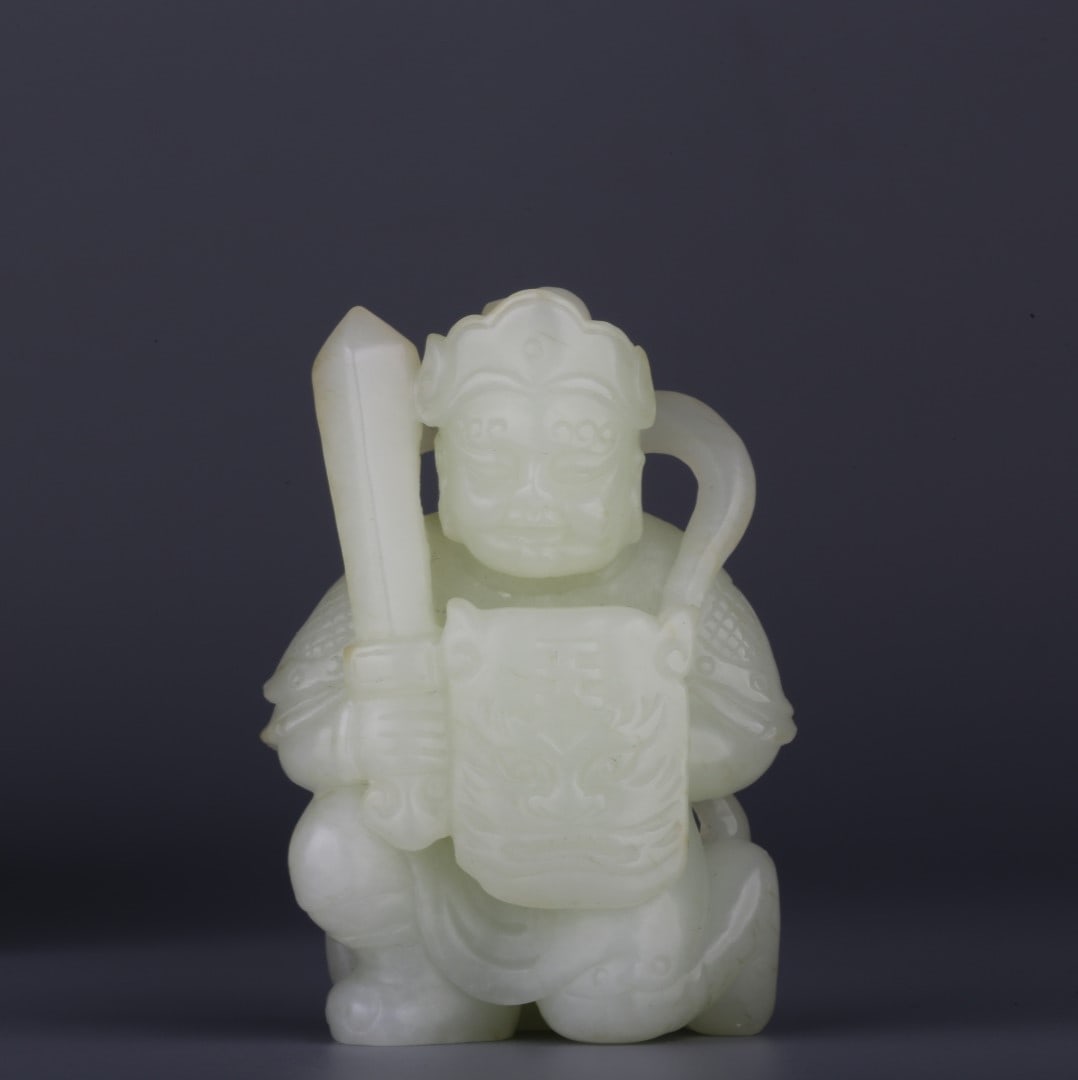A Exquisite Hotan White Jade Figures Ornament: A Exquisite Hotan White Jade Figures Ornament,Qing Dynasty, China,Size:1.8inx0.9inx2.5in,Weight:92.1g 和田白玉人物摆件,中国清代