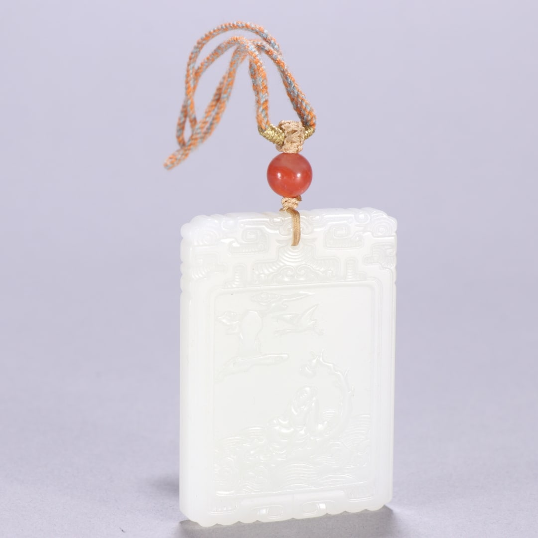 A Exquisite Hotan Jade Character and Story Pattern Brand: A Exquisite Hotan Jade Character and Story Pattern Brand,Qing Dynasty, China,Size:2.2inx1.5in,Weight:41g