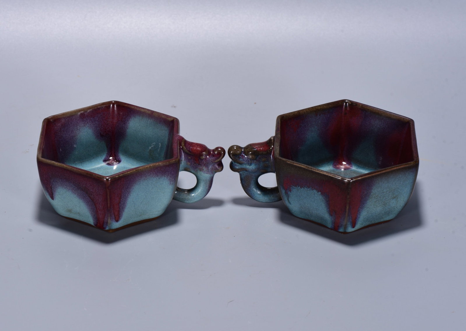 A pair of Exquisite Jun yao Cup: A pair of Exquisite Jun yao Cup,Song Dynasty, China,Size:2inx4.7in 一对钧窑杯,中国宋代