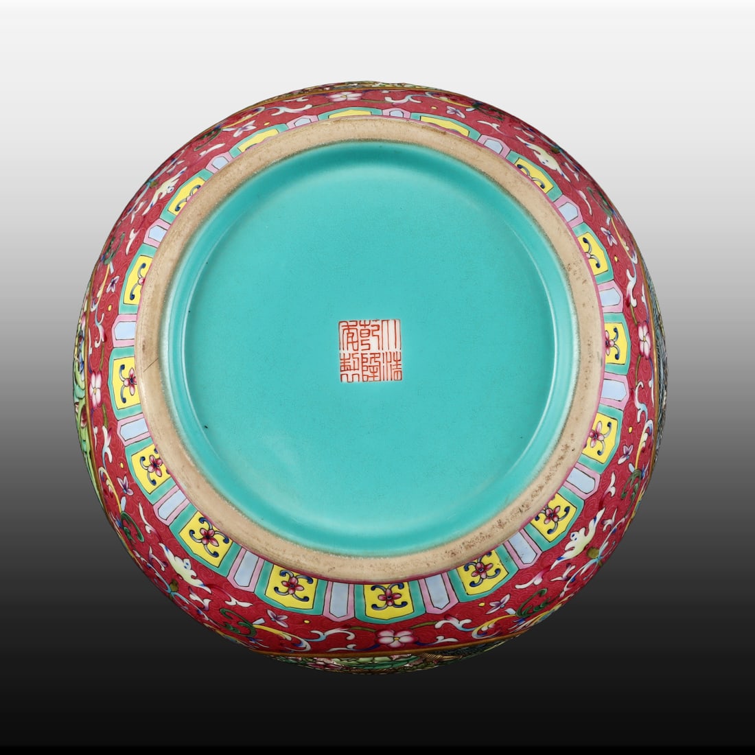 A Exquisite Ruby Red-Glazed Painted Gold Flower Pattern Vase - 8