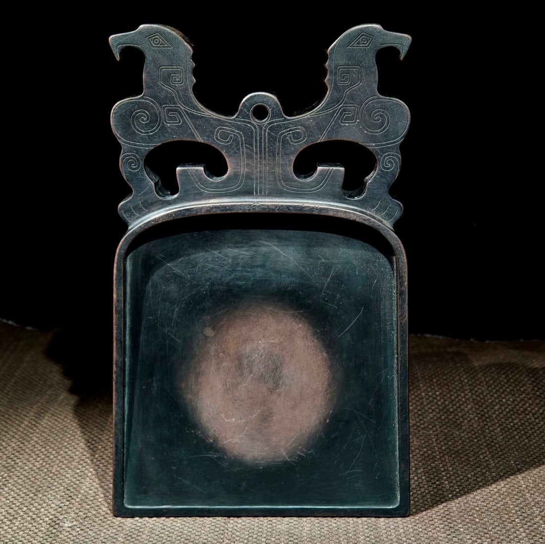 A Exquisite Phoenix-Shaped Duan Inkstone: A Exquisite Phoenix-Shaped Duan Inkstone,Qing Dynasty, China,With Mark,Size:8.9inx5.4inx1.4in 凤形端砚,中国清代,带款