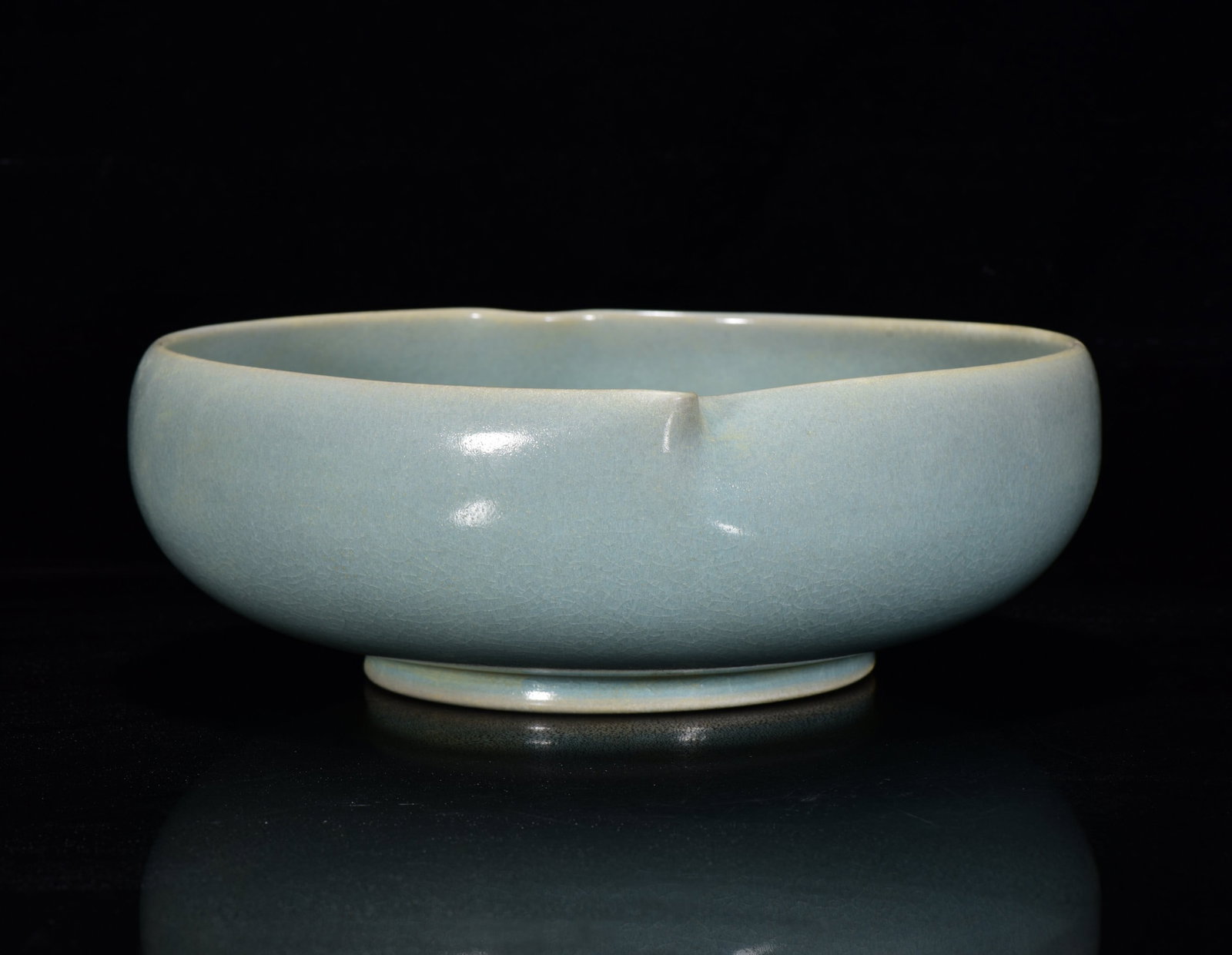 A Exquisite Ru yao Sky Blue Glazed Peach Shape Washer (1 of 9)