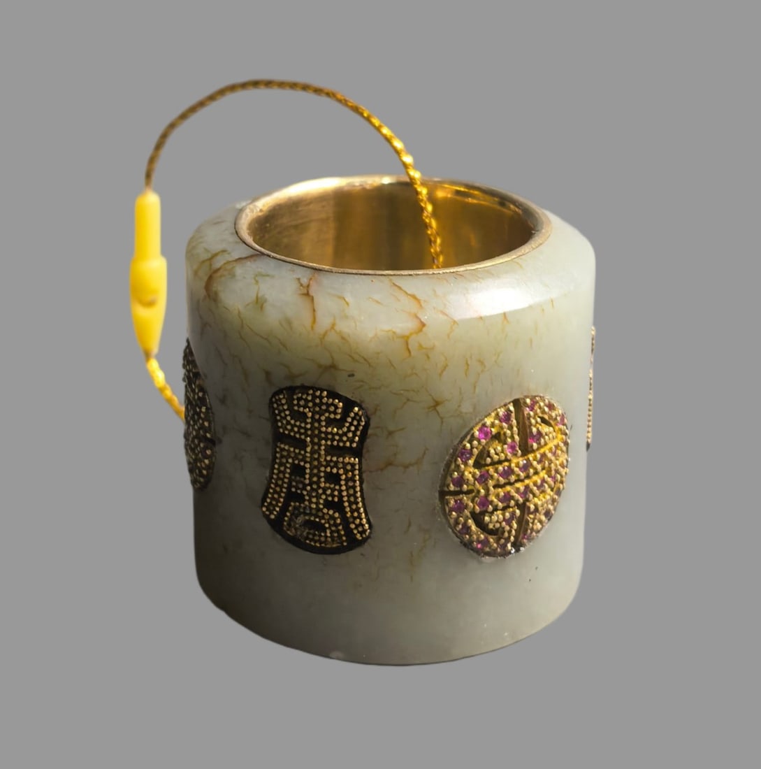 A Exquisite White Jade Thumb Ring - 6