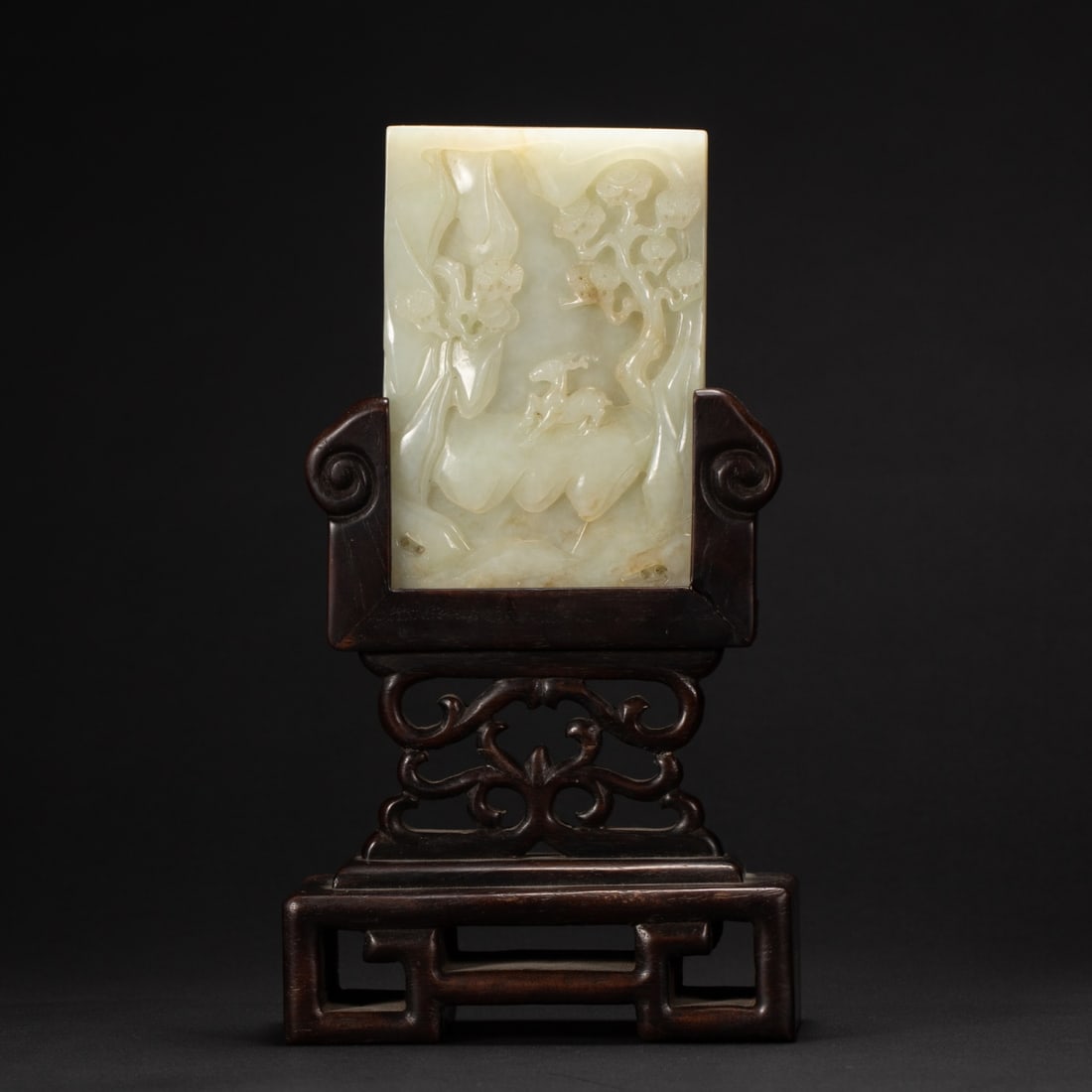 A Exquisite Hotan Jade Pine Pattern Table Screen (1 of 9)