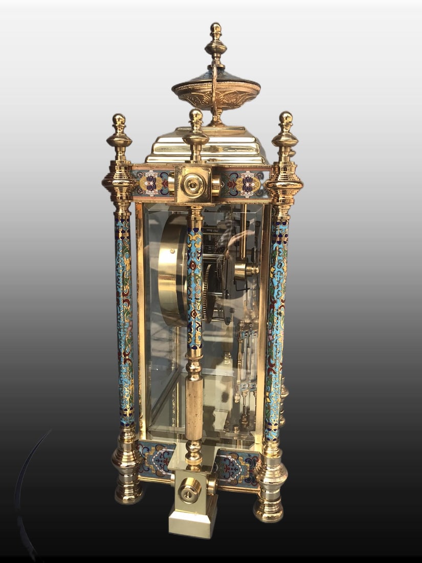 A Exquisite Bronze Cloisonne Mechanical Pendulum Clock - 5