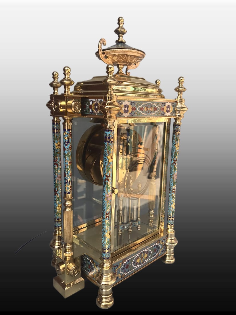 A Exquisite Bronze Cloisonne Mechanical Pendulum Clock - 7