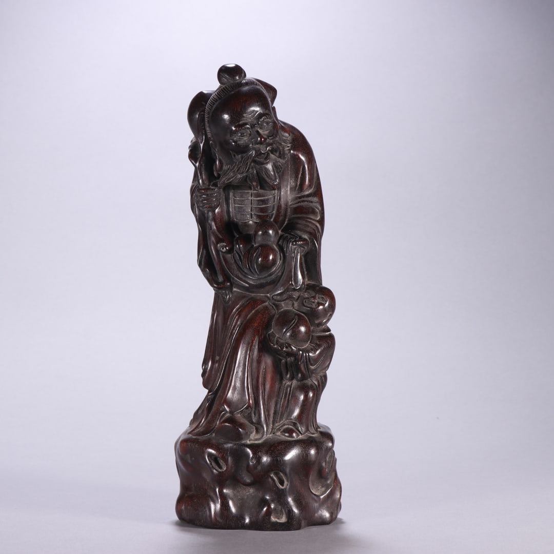 A Exquisite Zitanwood Figures Ornament: A Exquisite Zitanwood Figures Ornament,Qing Dynasty, China,Size:10inx3.5in,Weight:706g 小叶紫檀人物摆件,中国清代