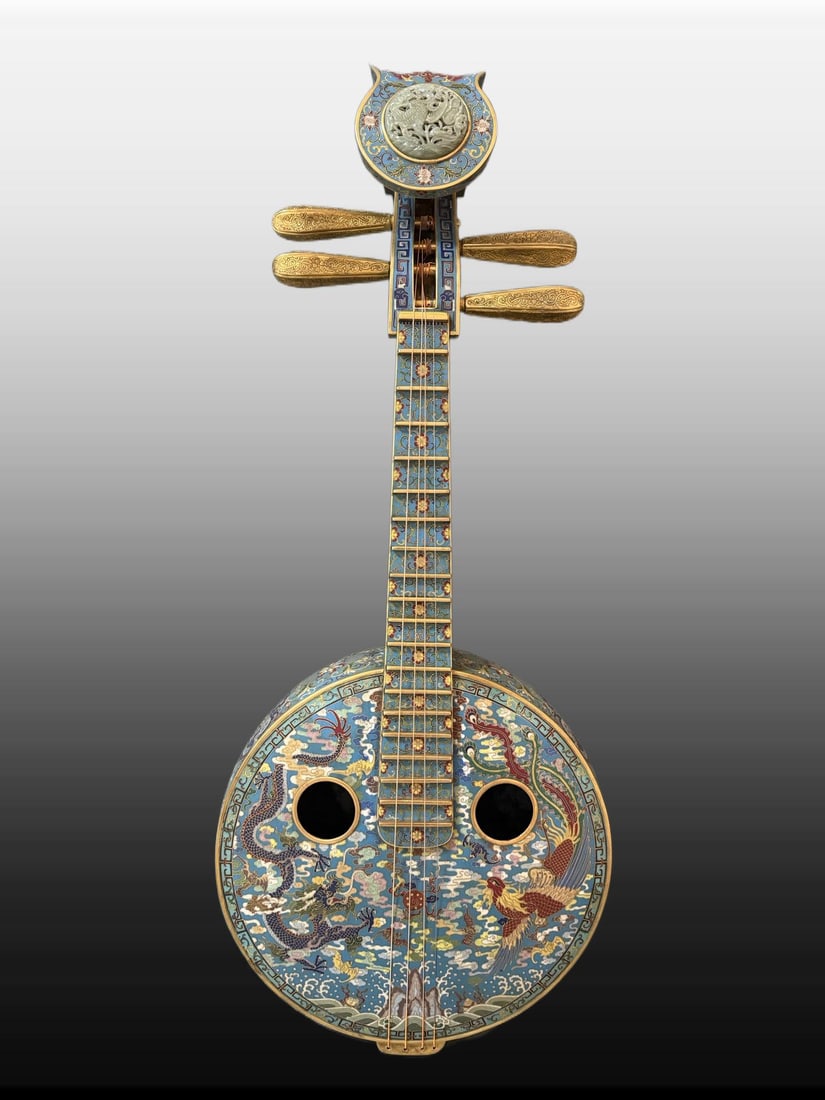 A Exquisite Copper Cloisonne Pipa (1 of 9)