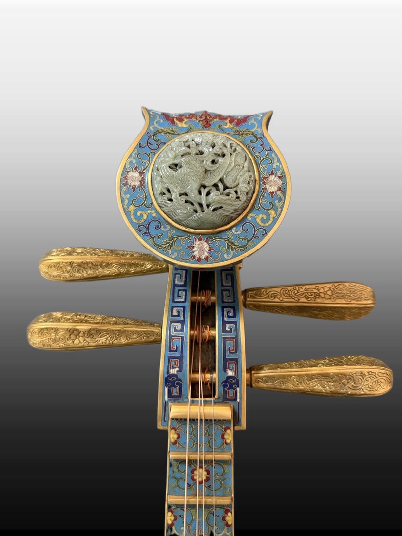 A Exquisite Copper Cloisonne Pipa - 2