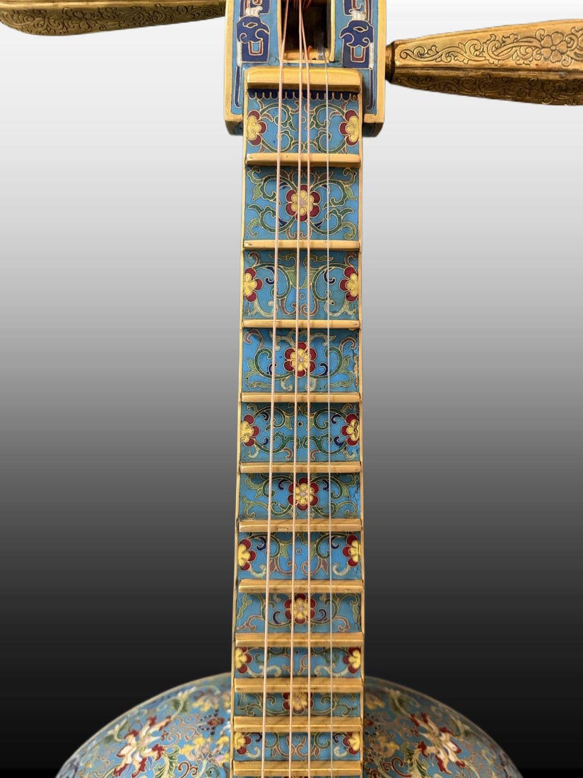 A Exquisite Copper Cloisonne Pipa - 3
