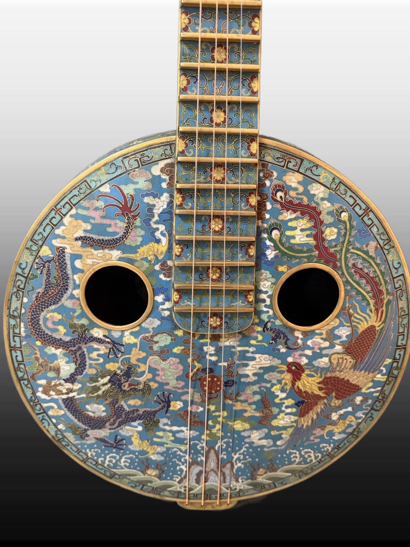 A Exquisite Copper Cloisonne Pipa - 4