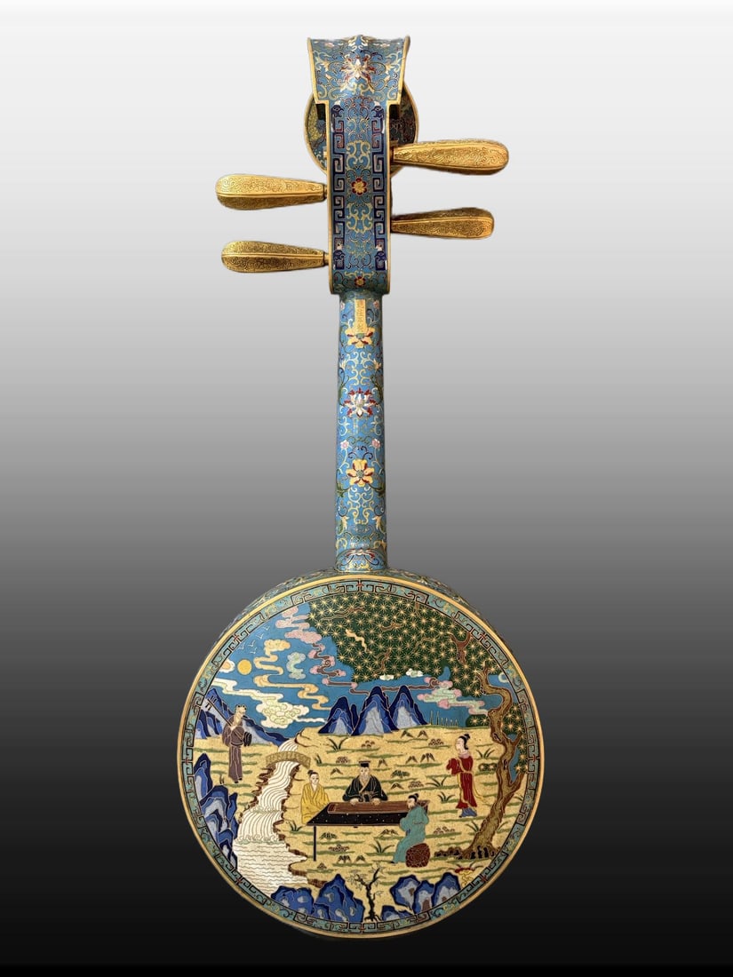 A Exquisite Copper Cloisonne Pipa - 7