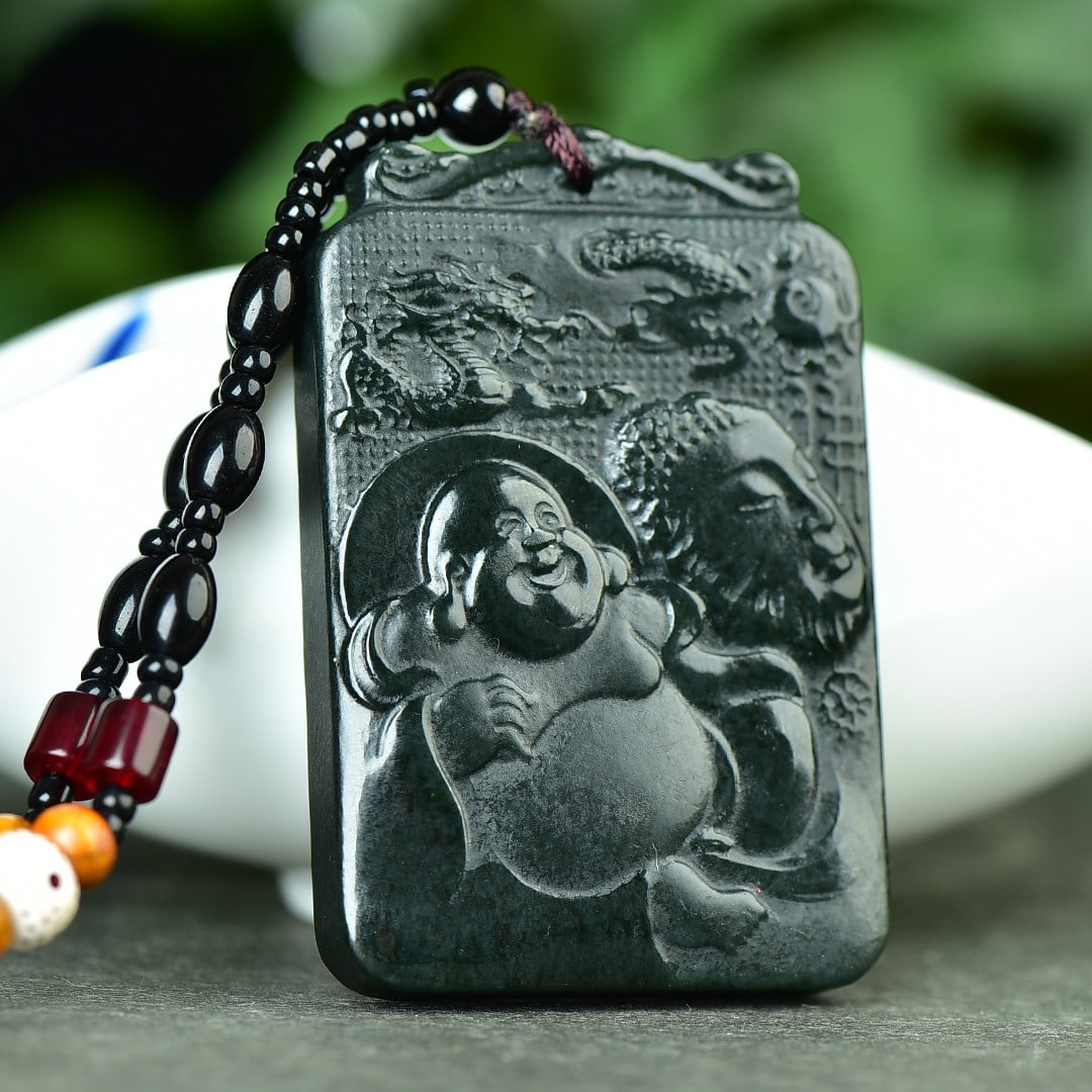 An Exquisite Sapphire Maitreya Buddha Pattern Pendant - 2