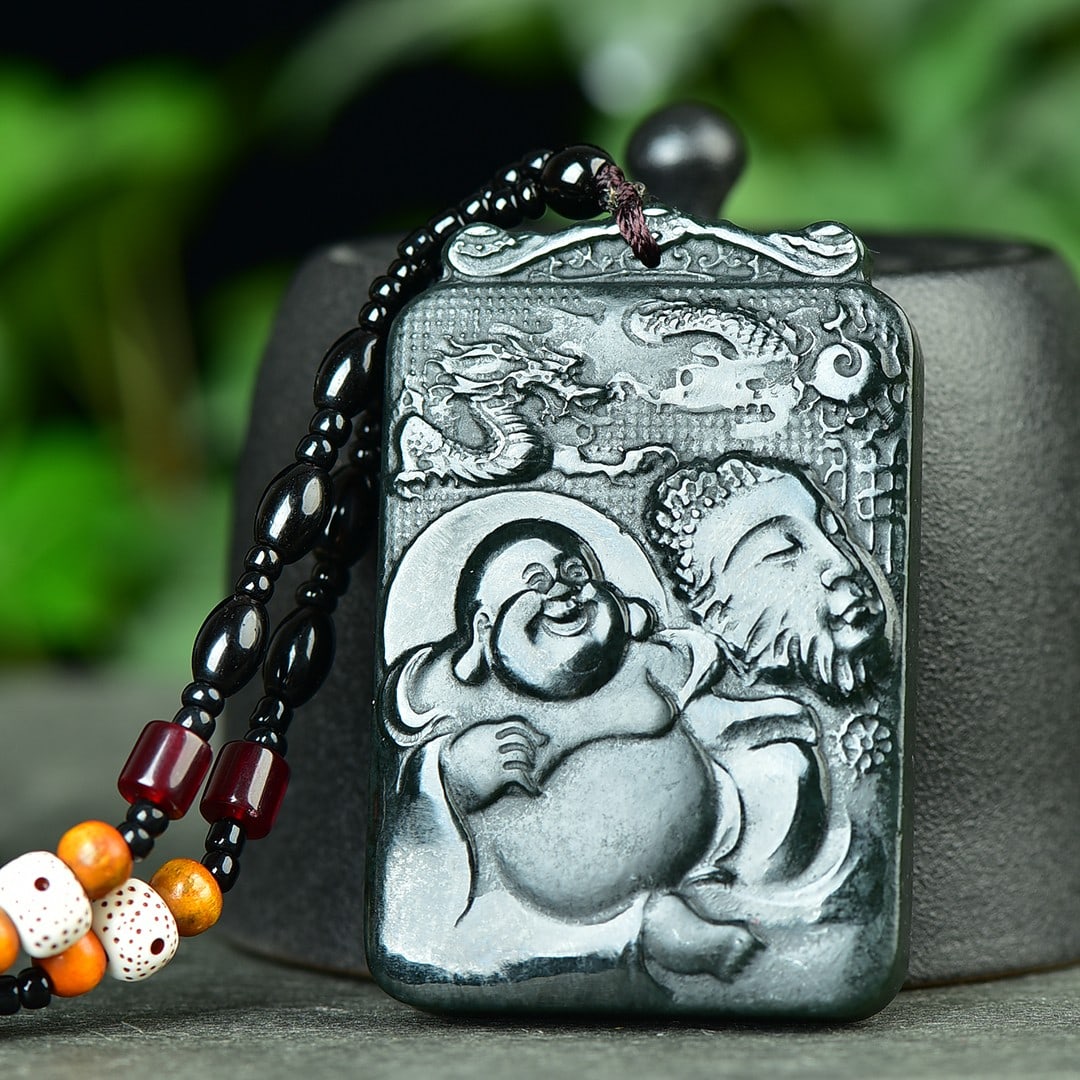 An Exquisite Sapphire Maitreya Buddha Pattern Pendant - 4
