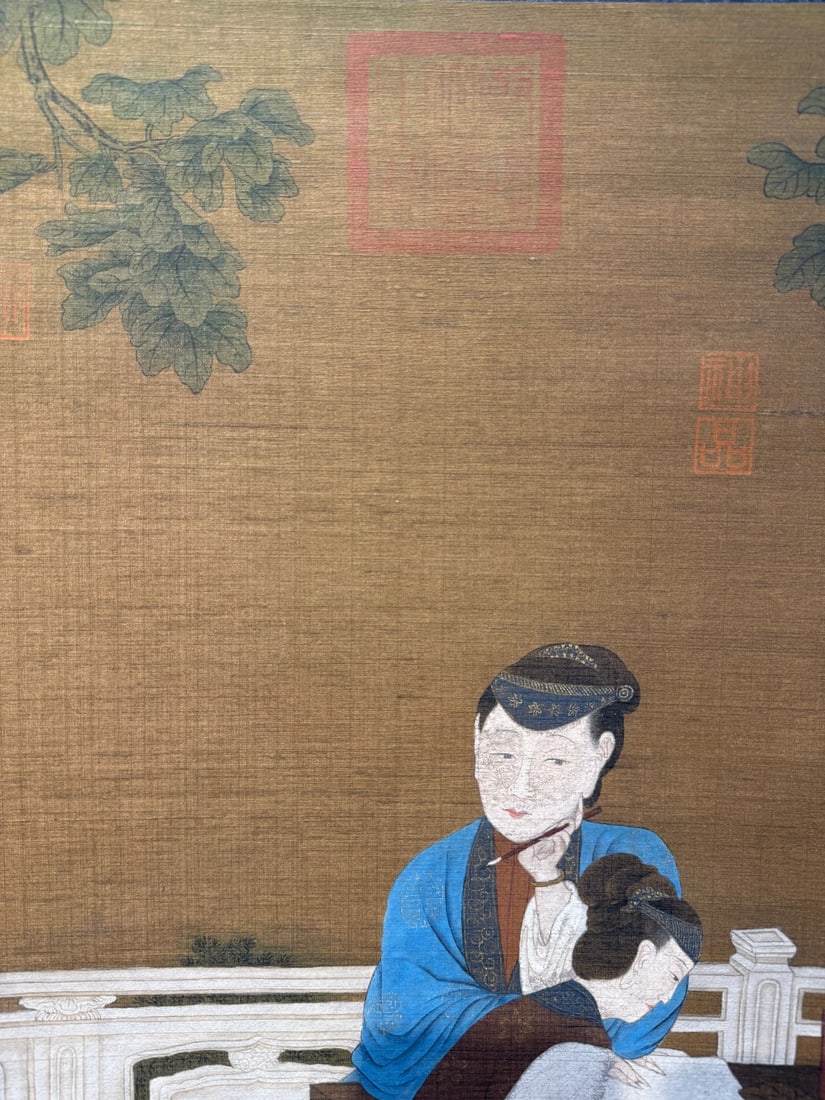 A Chinese Vertical Scroll Ink Painting of Figure on Silk,Tang Yin - 5