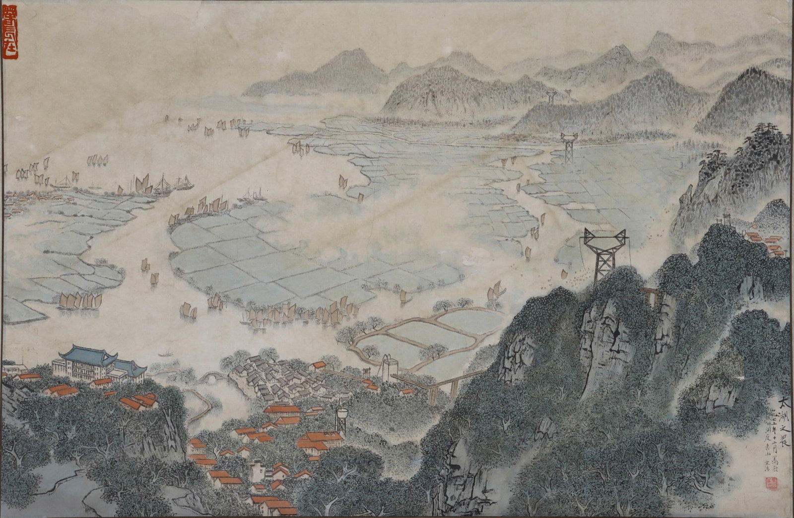 A Chinese Vertical Scroll Ink Painting of Landscape on Paper,Song Wenzhi - 4