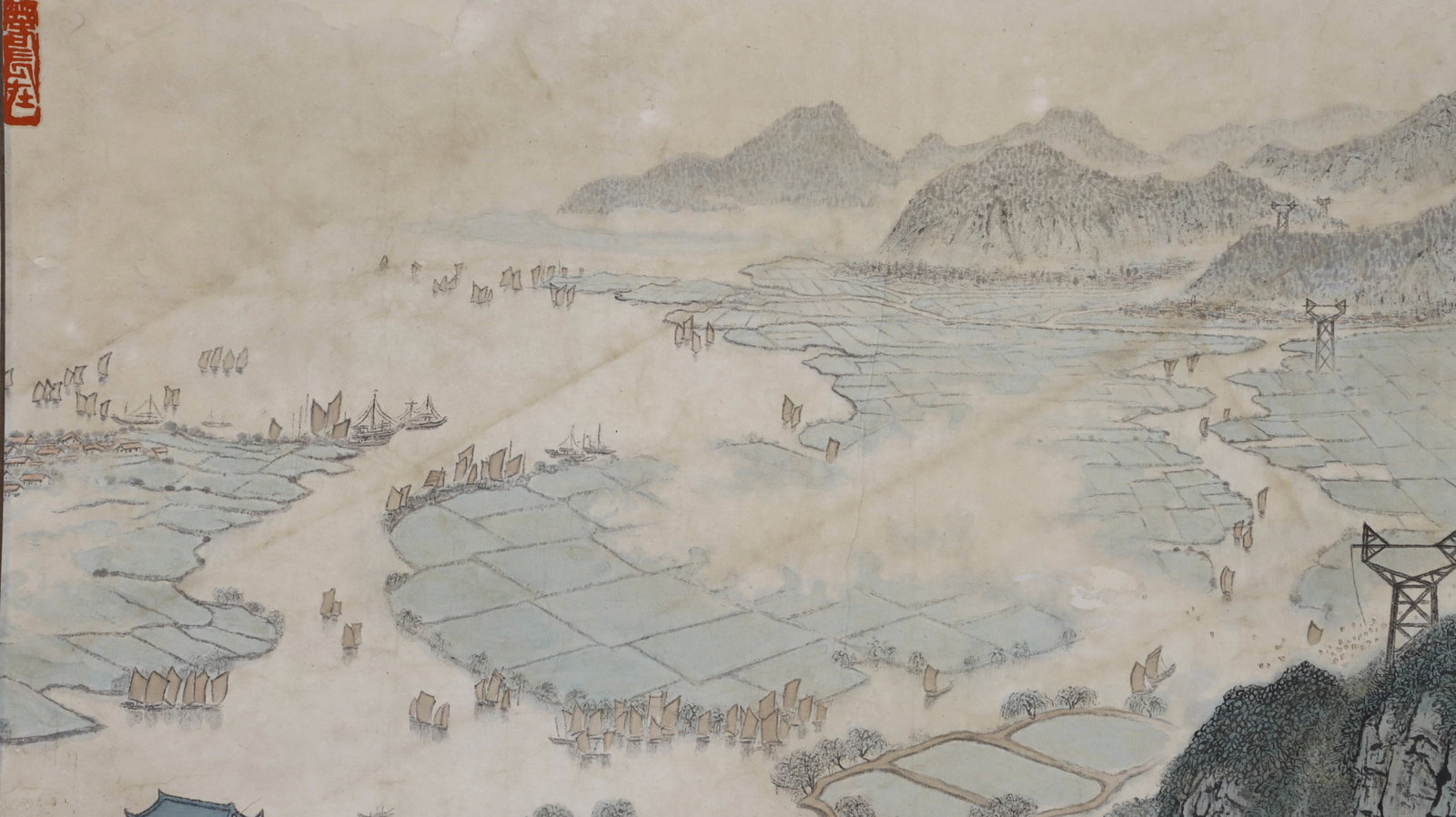 A Chinese Vertical Scroll Ink Painting of Landscape on Paper,Song Wenzhi - 5