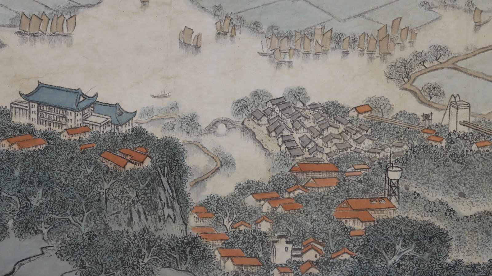 A Chinese Vertical Scroll Ink Painting of Landscape on Paper,Song Wenzhi - 6