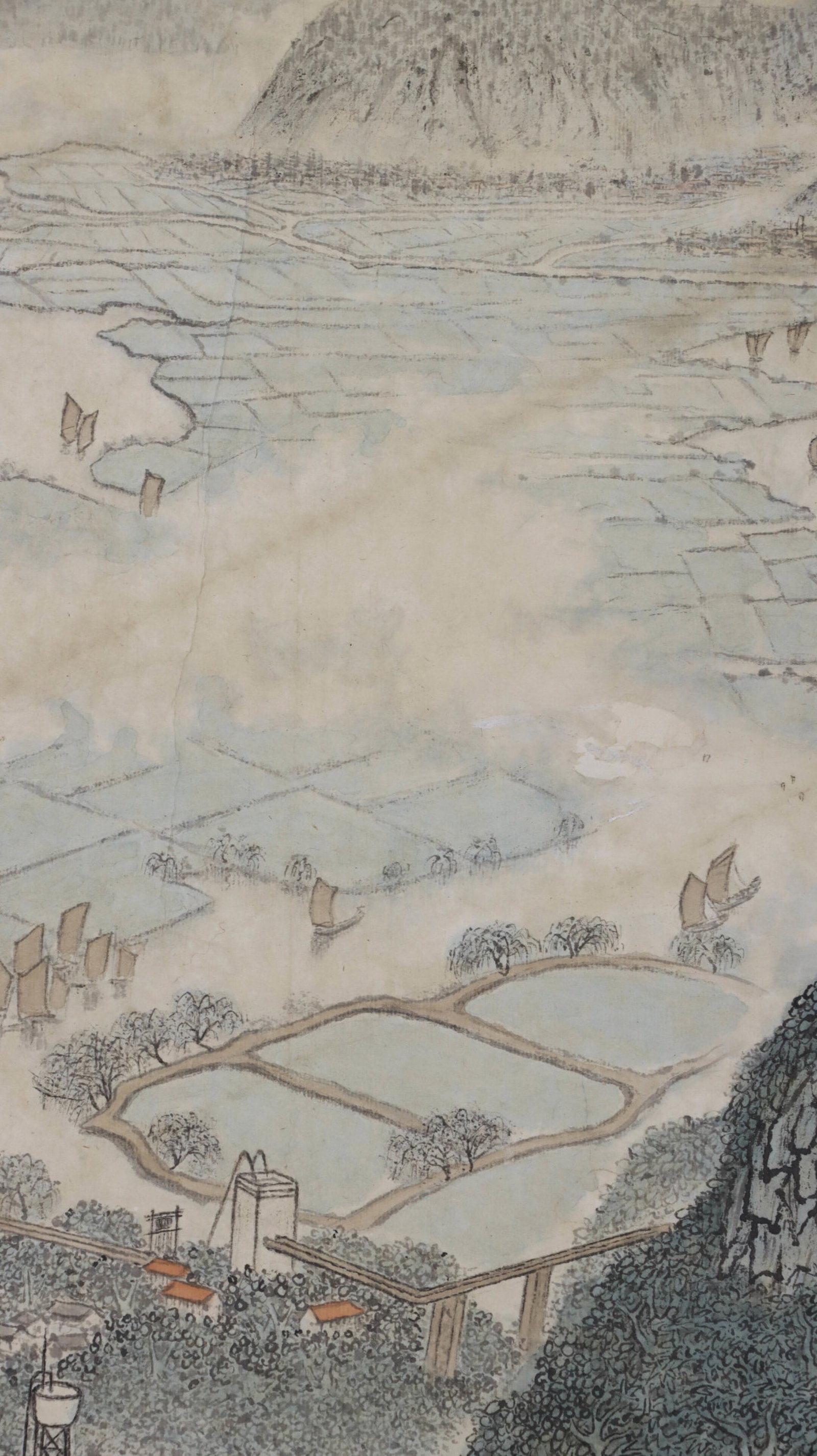 A Chinese Vertical Scroll Ink Painting of Landscape on Paper,Song Wenzhi - 8