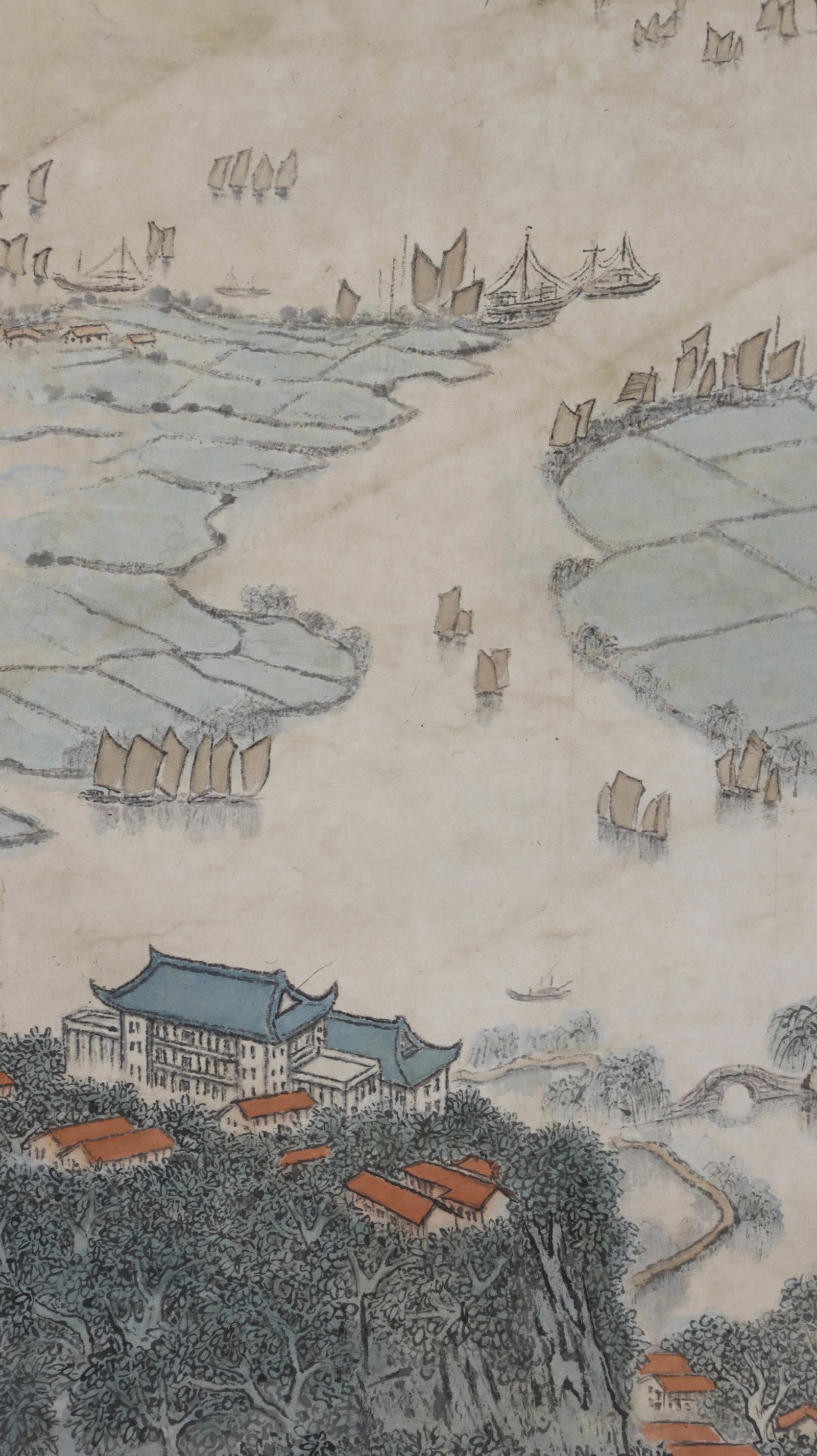 A Chinese Vertical Scroll Ink Painting of Landscape on Paper,Song Wenzhi - 9