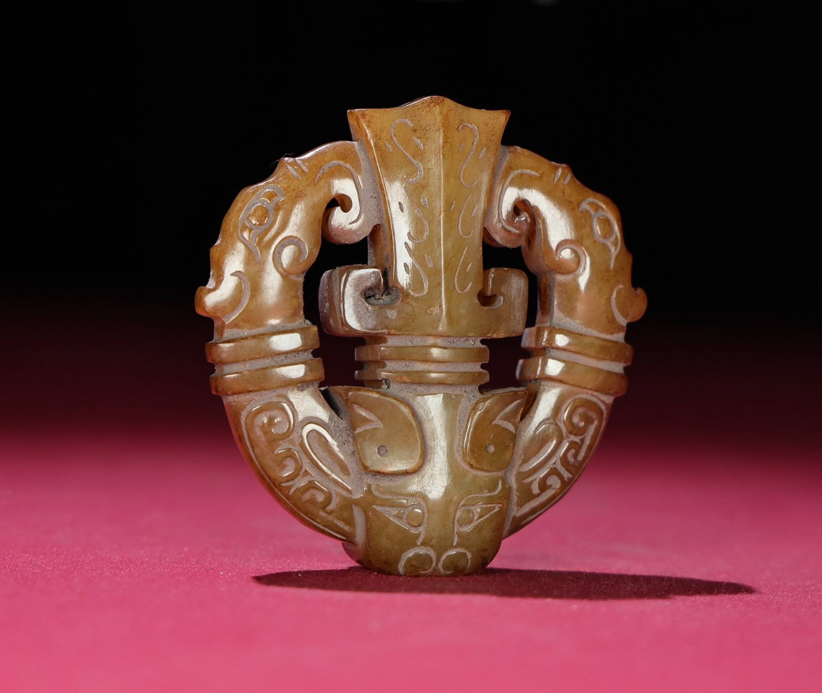 An Exquisite White Jade Beast-Face Pattern Pendant: Estimated Value:1400-2800 An Exquisite White Jade Beast-Face Pattern Pendant,Qing Dynasty,China,Size:56mmx55mmx15mm,Weight:55g