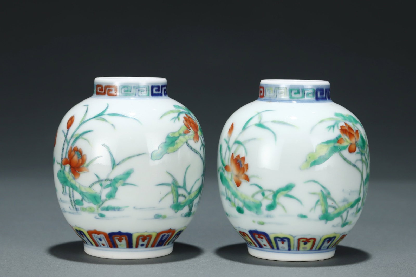 A Pair of Exquisite Doucai Lotus Pattern Jars - 2