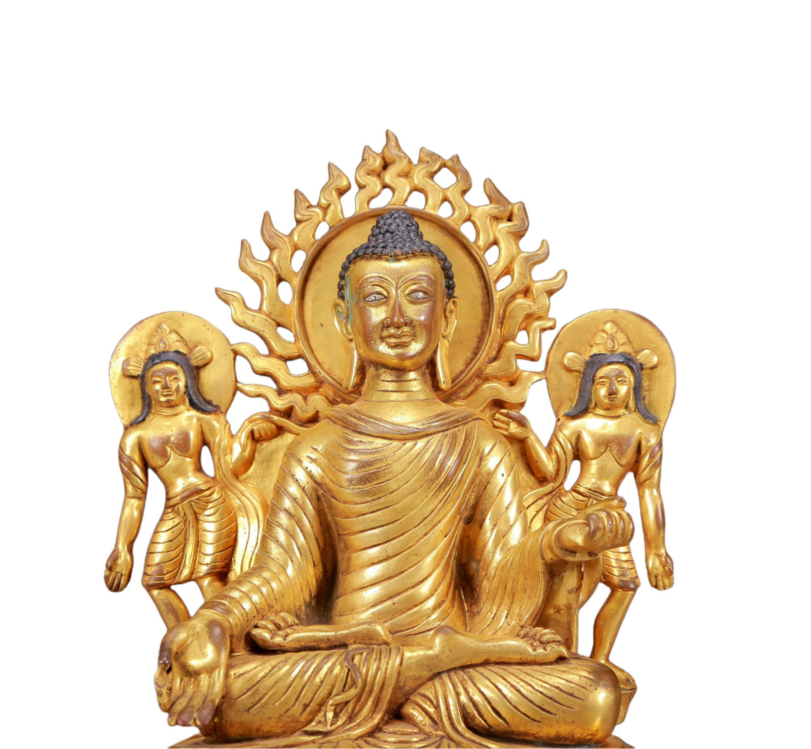 A Solemn Gilt Bronze Statue of Sakyamuni,With Inscription - 2