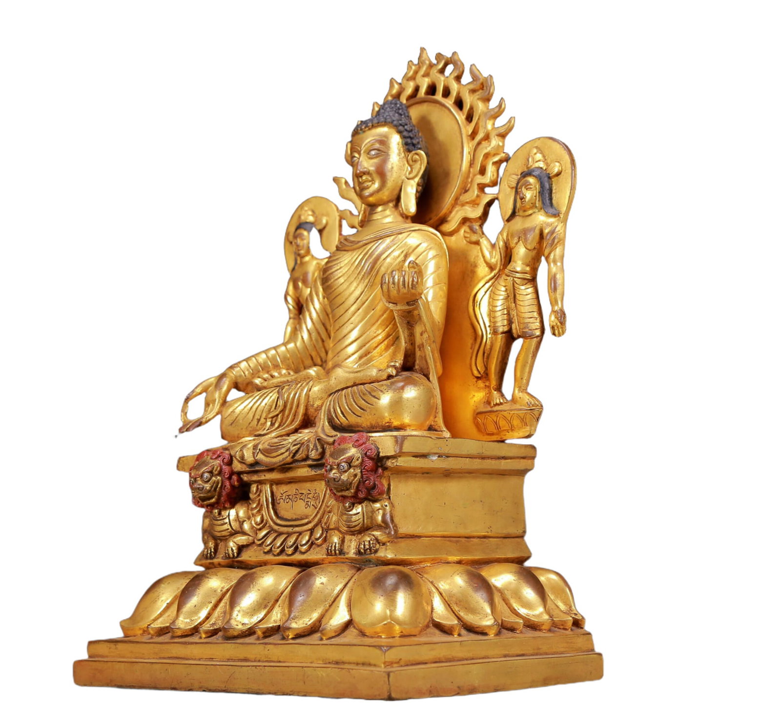A Solemn Gilt Bronze Statue of Sakyamuni,With Inscription - 6