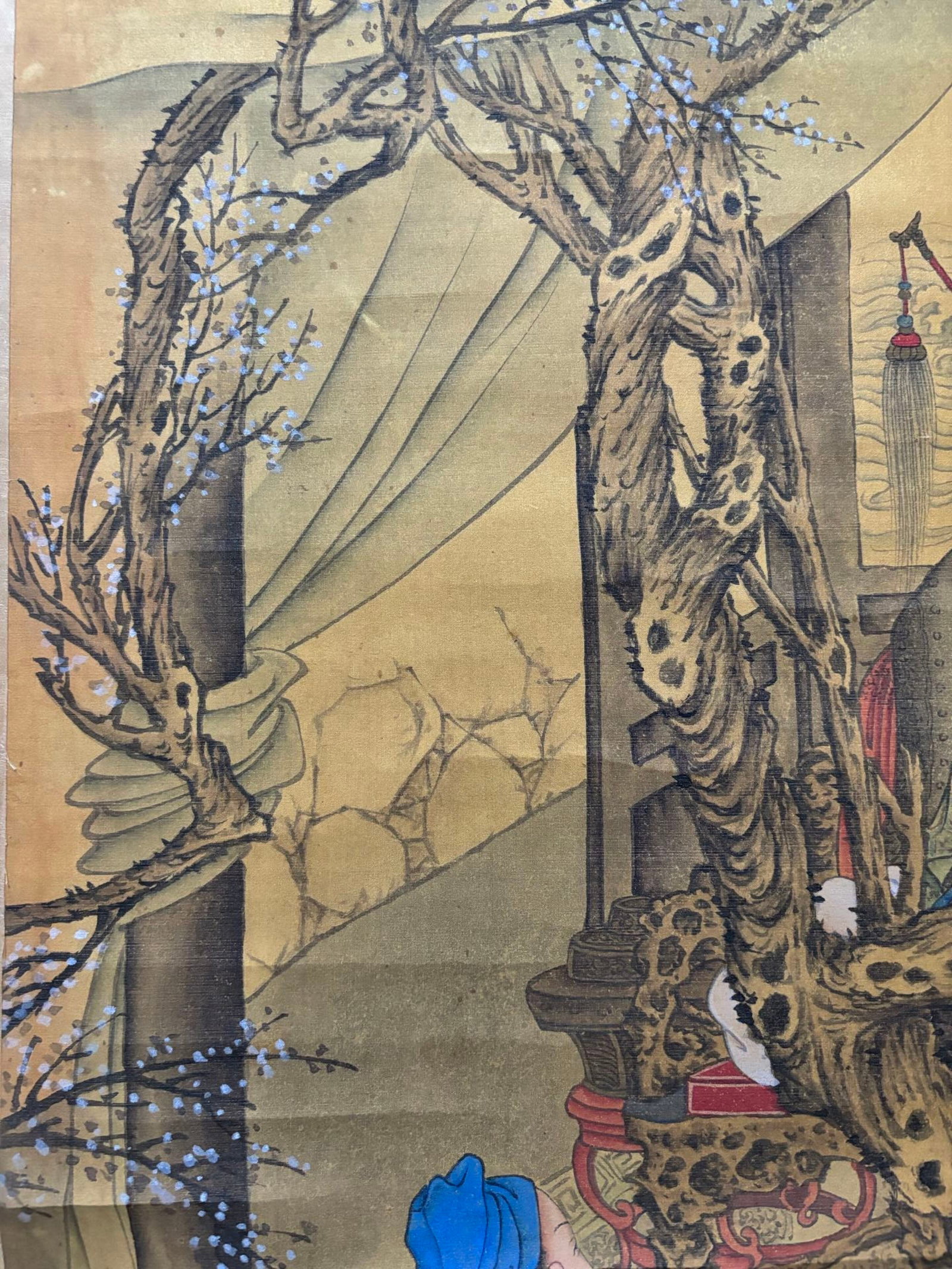A Chinese Vertical Scroll Ink Painting of Character and Story on Silk,Jin Yanbiao - 4