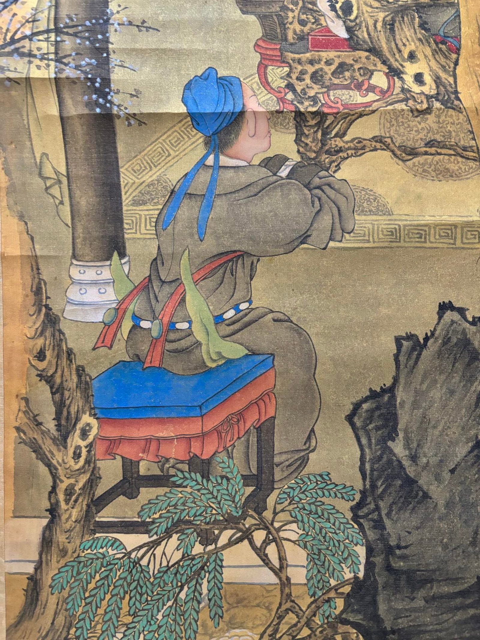 A Chinese Vertical Scroll Ink Painting of Character and Story on Silk,Jin Yanbiao - 5