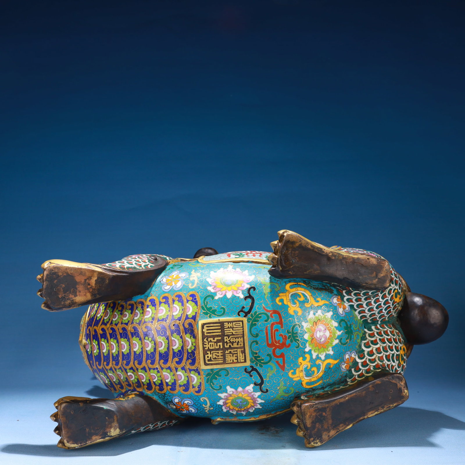 A Pair of Exquisite Cloisonne Lotus Pattern Kylin Ornament - 9