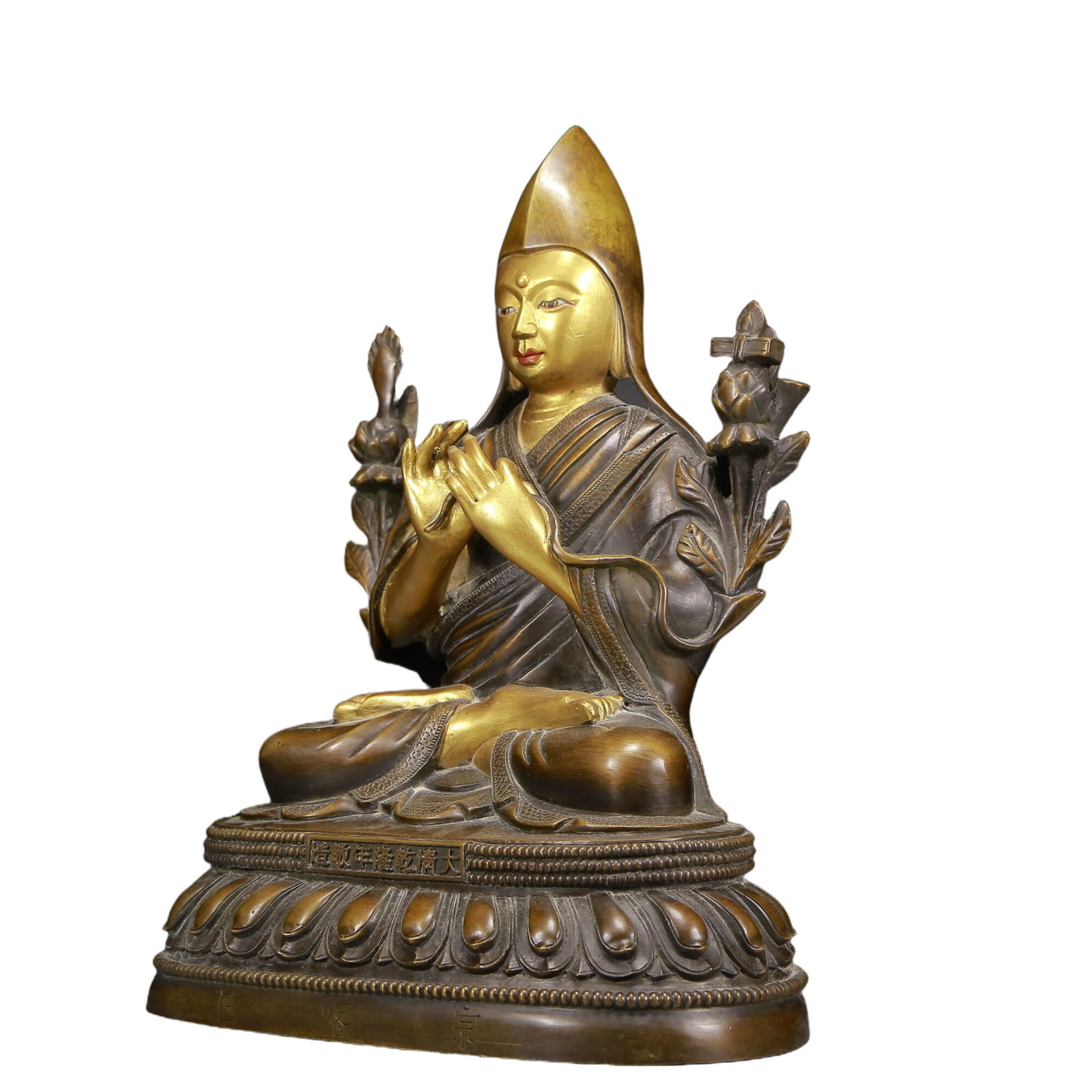 A Solemn Gilt Bronze Statue of Tsongkhapa - 4