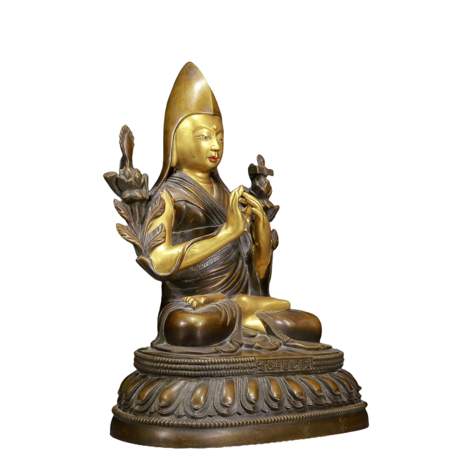 A Solemn Gilt Bronze Statue of Tsongkhapa - 6