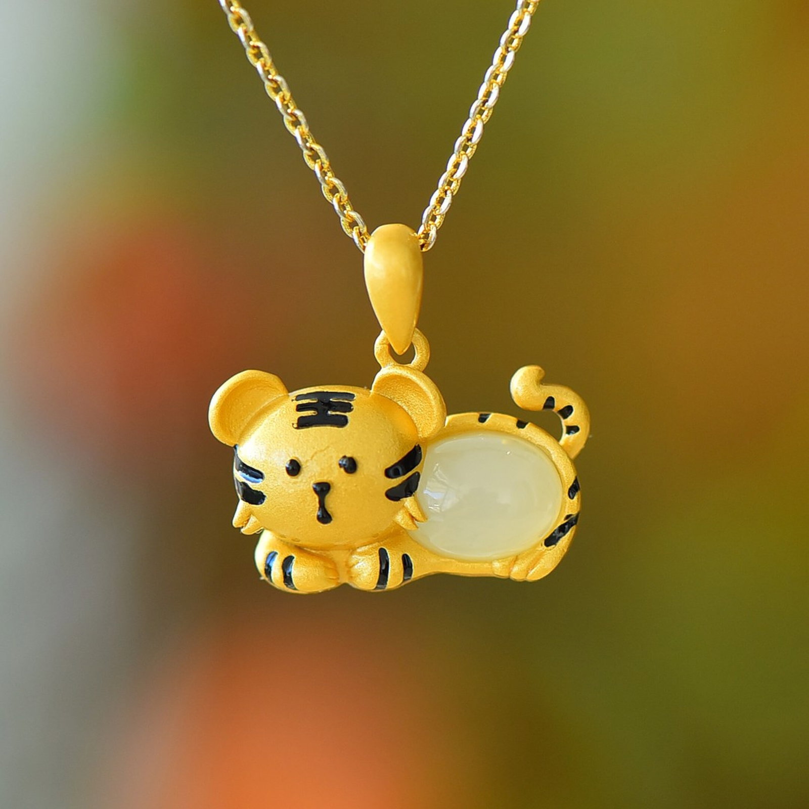 An Exquisite Sterling Silver-Gold Plated Inlaid White Jade Pendant - 3