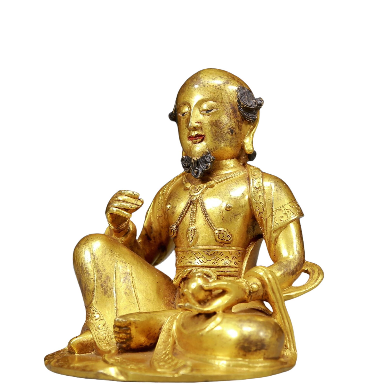 A Solemn Gilt Bronze Statue of Arhat - 2