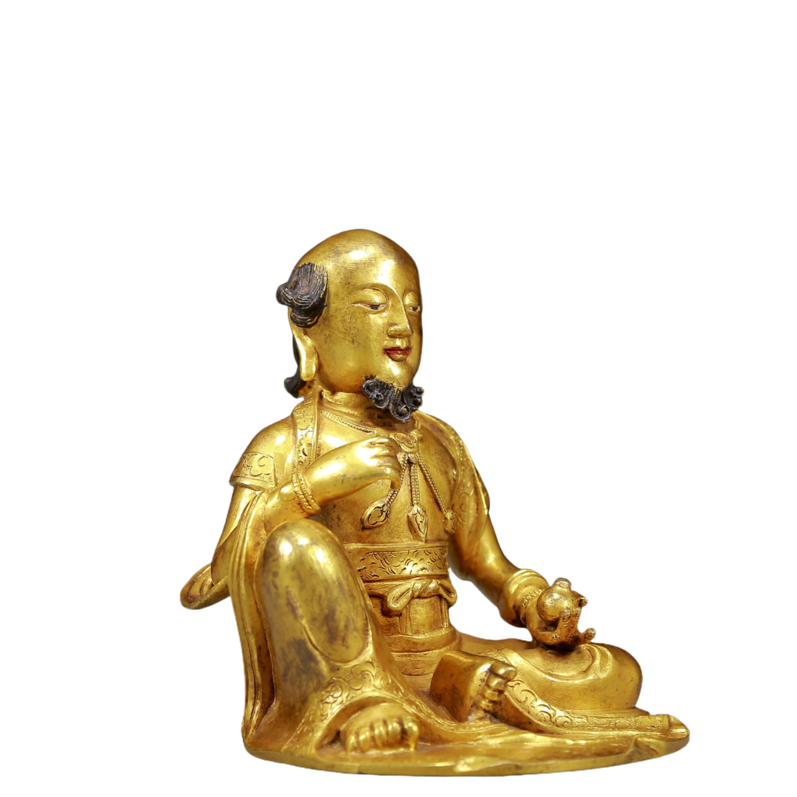 A Solemn Gilt Bronze Statue of Arhat - 3