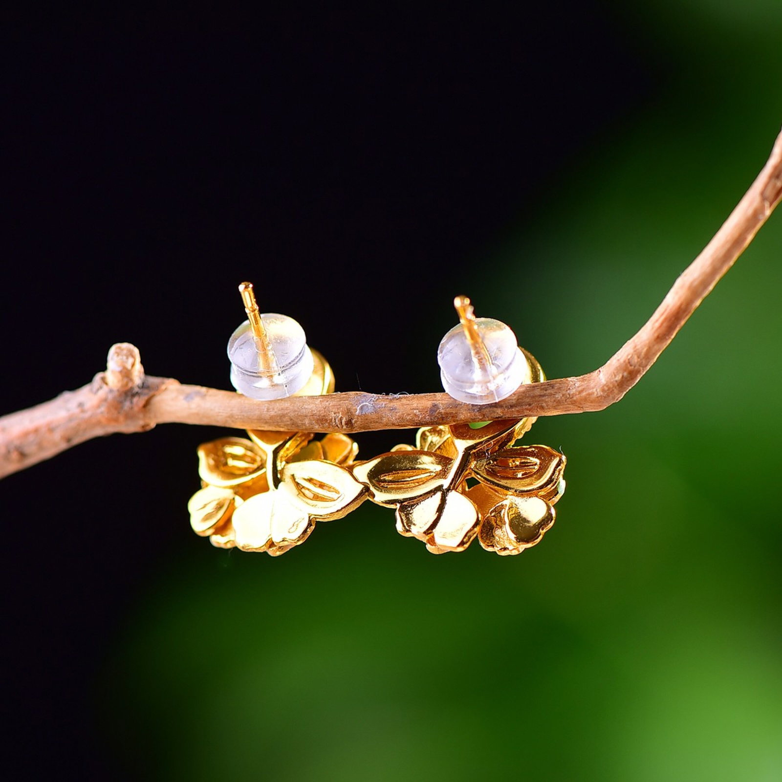 A Pair of Exquisite Sterling Silver-Gold Plated Inlaid Jasper Earrings,Inlaid Pearls - 5