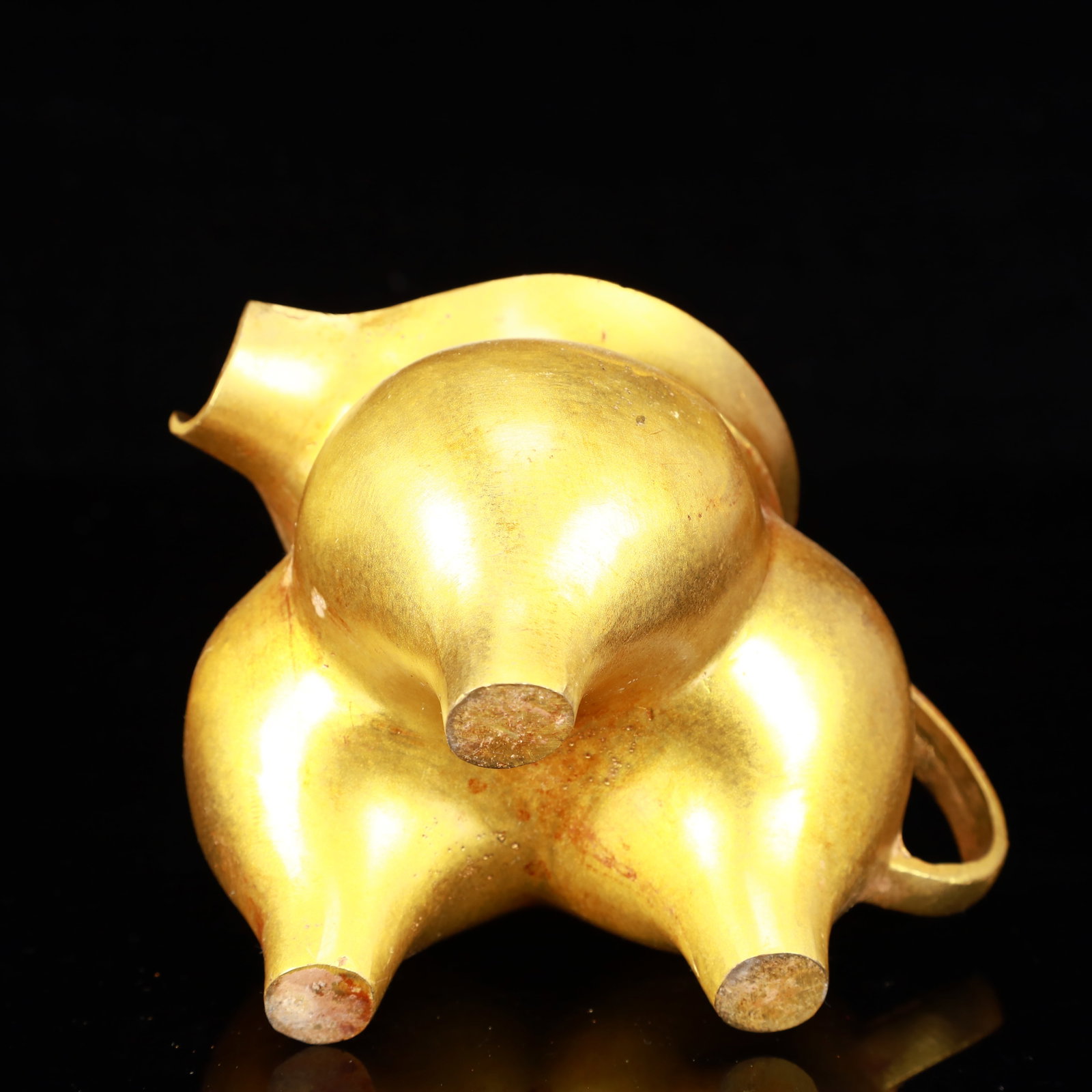 A Rare Gilt Bronze Beast Libation Cup - 10