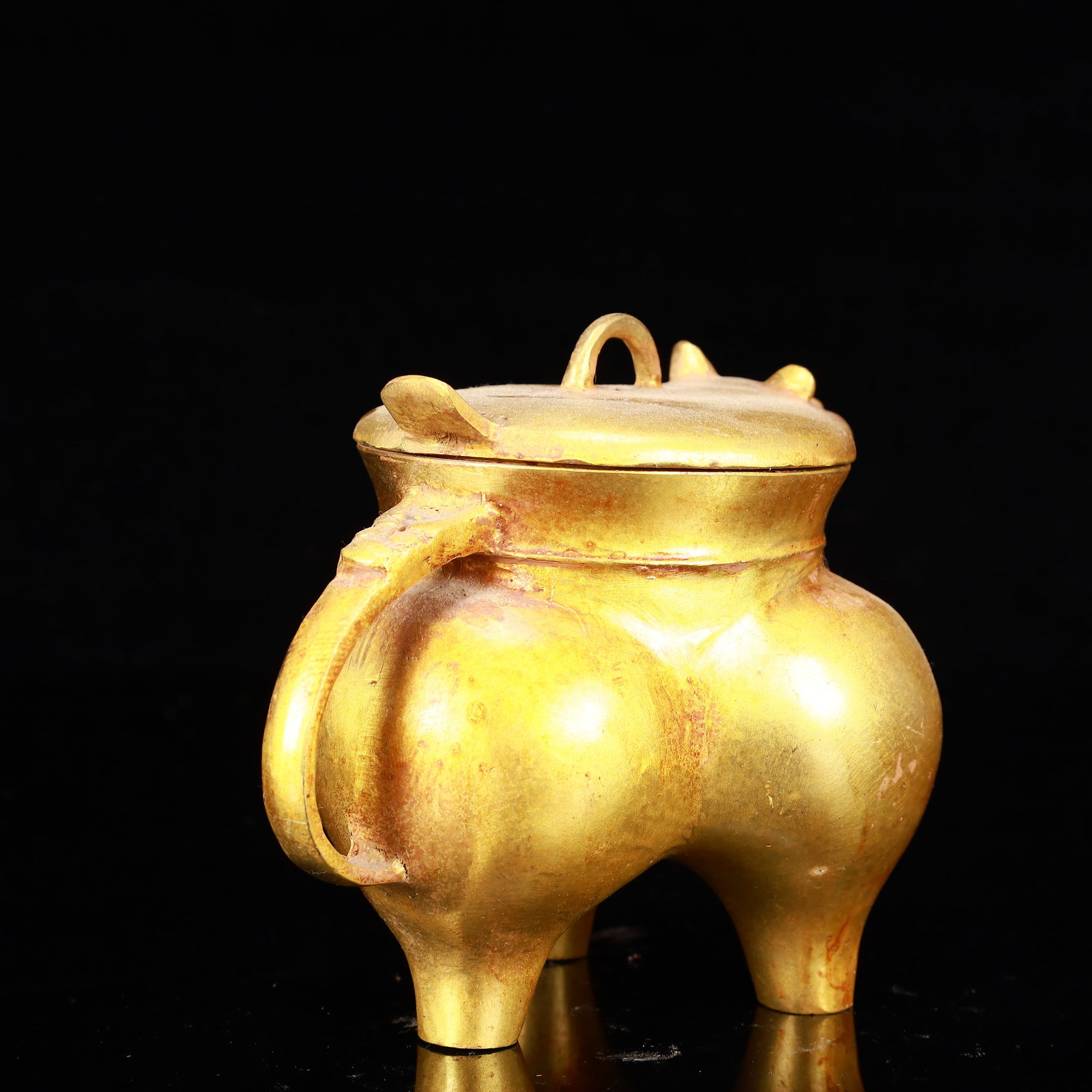 A Rare Gilt Bronze Beast Libation Cup - 6