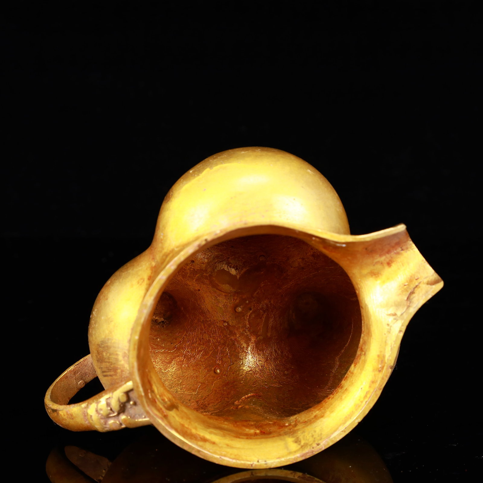 A Rare Gilt Bronze Beast Libation Cup - 9
