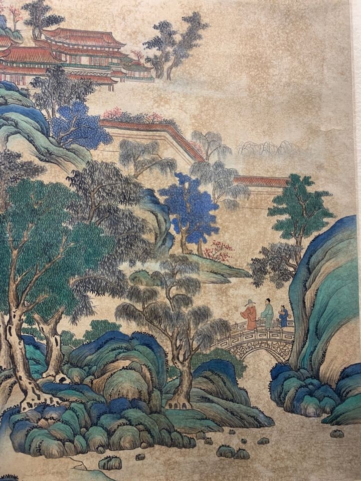 A Chinese Vertical Scroll Ink Painting of Landscape and Figure on Silk,Chou Ying - 7