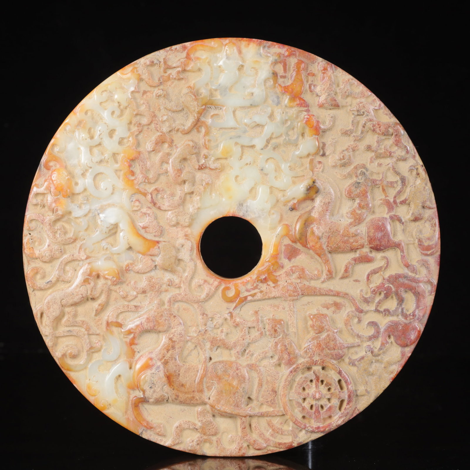 An Exquisite White Jade Hunting Pattern Jade Pendant,with Poem: Estimated Value:2000-4000 An Exquisite White Jade Hunting Pattern Jade Pendant,with Poem,Qing Dynasty,China,Size:7.9inx0.8in,Weight:1650g