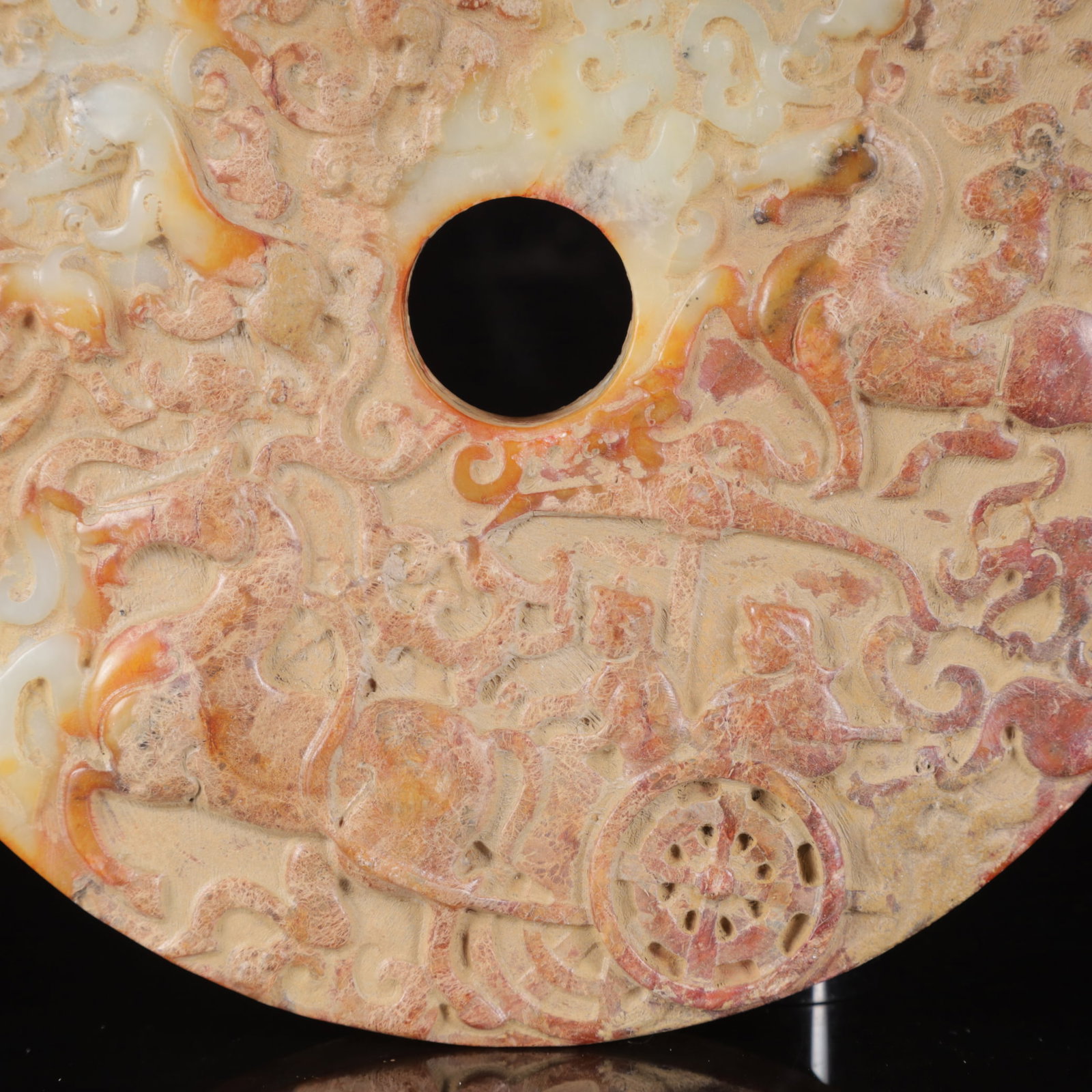 An Exquisite White Jade Hunting Pattern Jade Pendant,with Poem - 5