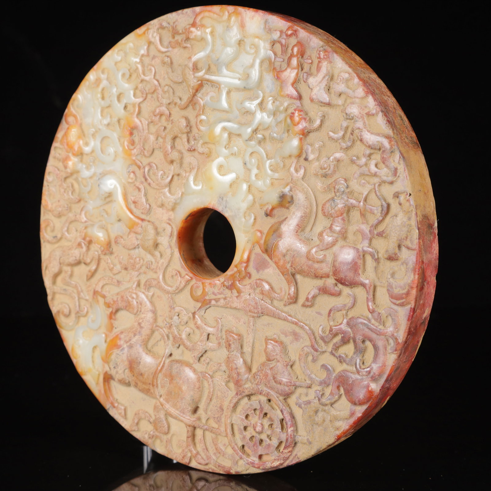 An Exquisite White Jade Hunting Pattern Jade Pendant,with Poem - 6
