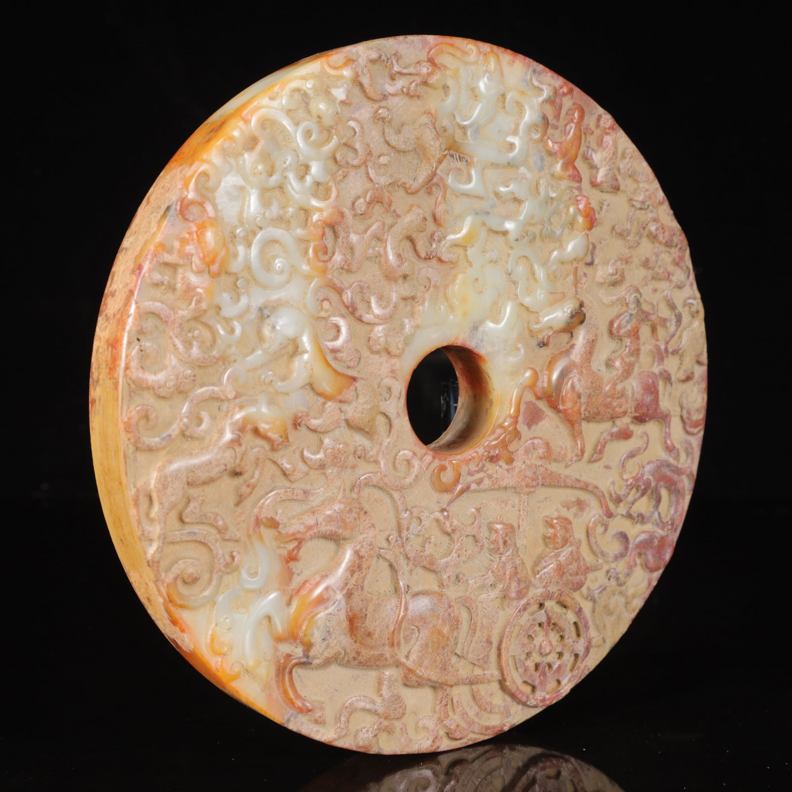 An Exquisite White Jade Hunting Pattern Jade Pendant,with Poem - 7