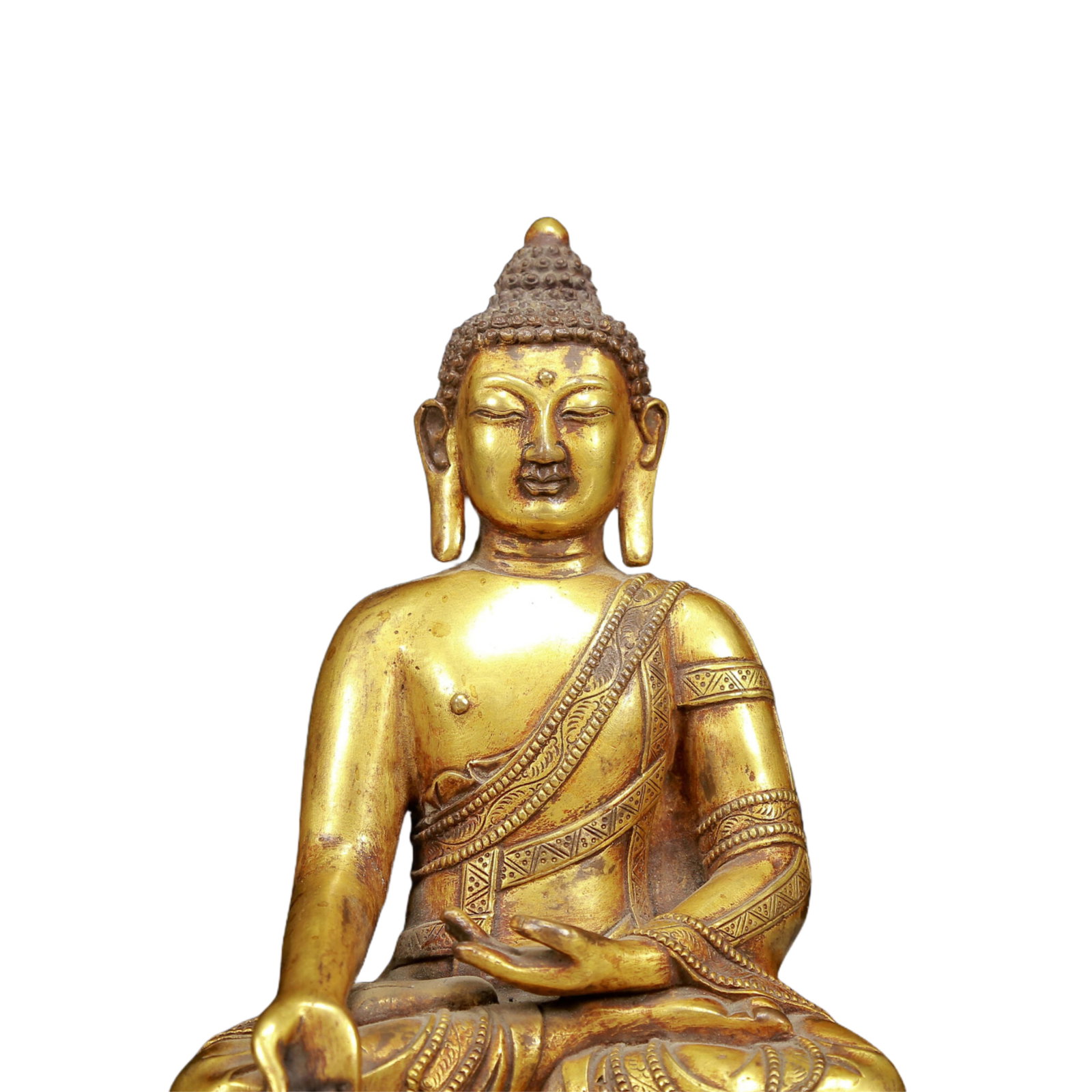 A Solemn Gilt Bronze Statue of Sakyamuni - 2