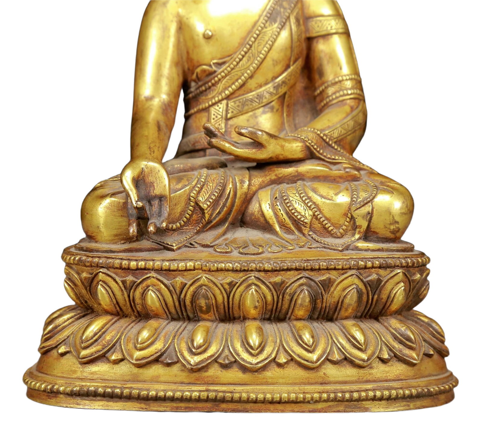 A Solemn Gilt Bronze Statue of Sakyamuni - 3