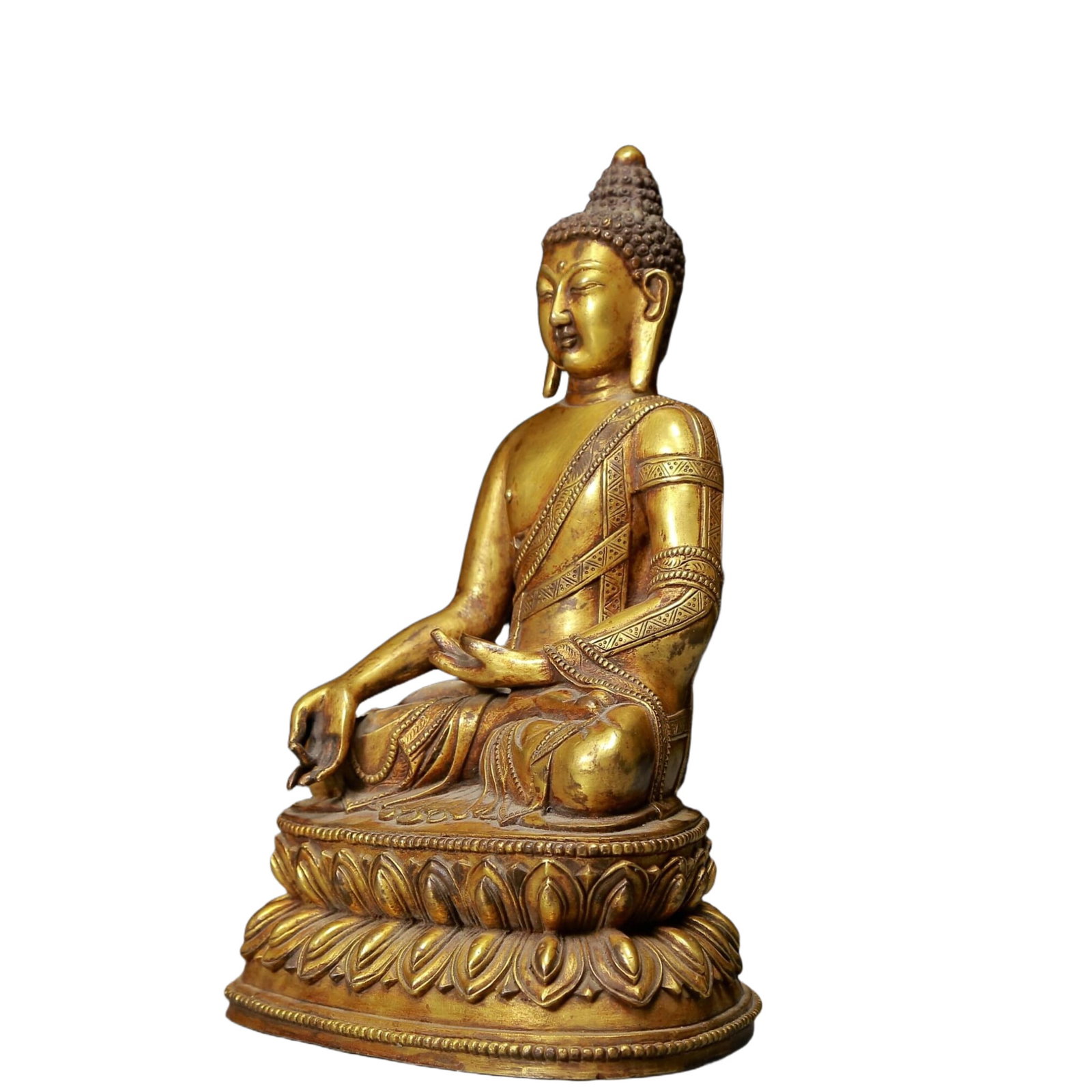 A Solemn Gilt Bronze Statue of Sakyamuni - 4